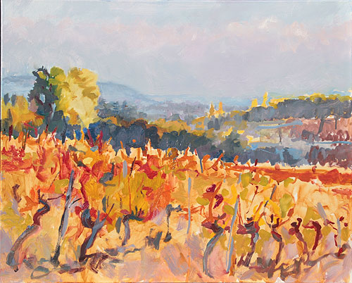'Sept Rangs de Cot.' Oil on Canvas. oil painting of vines
