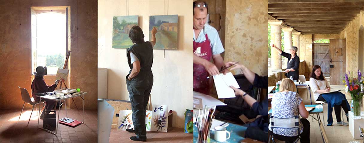 painting workshop students painting in france