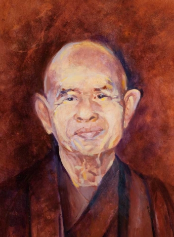 oil portarit, Thich Nhat Hahn, life size portrait