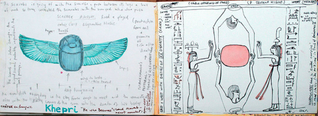 drawing,Carnet de Voyage ,Egypte,Kpheren, Sketchbook,book,spells