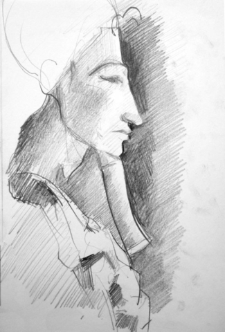 drawing,Akenaton, Louvre' Graphite, sketchbook,pencil,egypt
