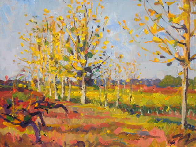 vignoble, oil painting, alla prima, pleinair, autumn, Adam Cope, leaves,