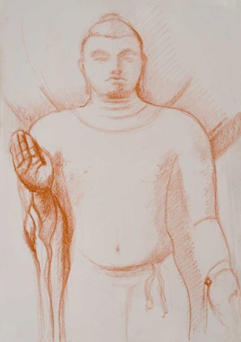 drawing, sanguine, sarnath  statue, british museum, abahya, frearless,