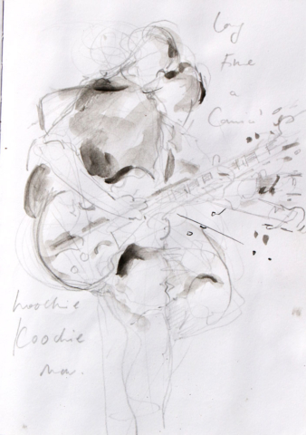 blues guitar, drawing, gesture drawing, syncopation, music, verve, sketch, musician