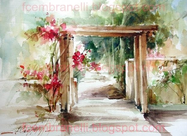 'Rose Pergola' by Fabio. Watercolour.