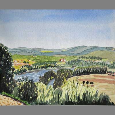 beginner watercolor of a landscape