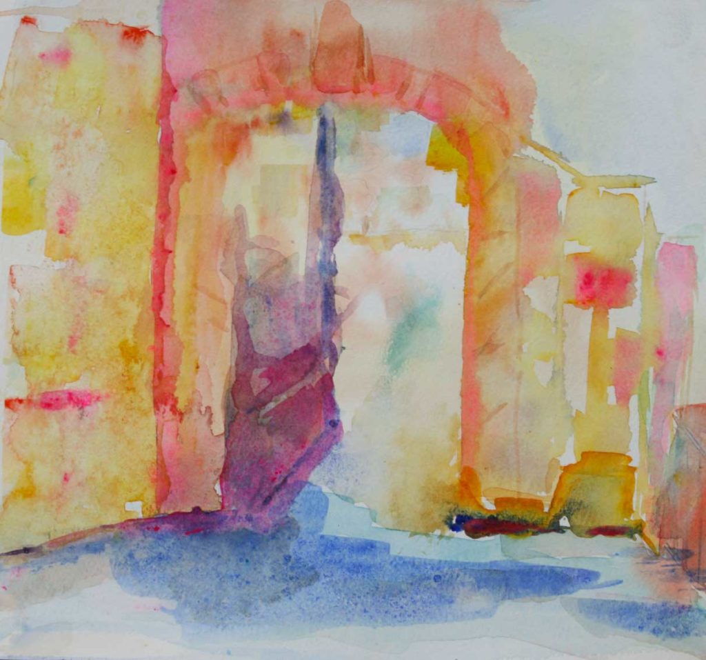 'Doorway at Béduer' by Brenda 'colour' Wolf. Watercolour.