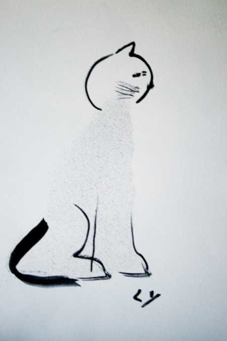 'cat' by Liu. Watercolour.