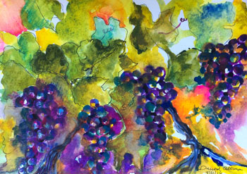 'Grapes' by Daniel. Watercolour & ink