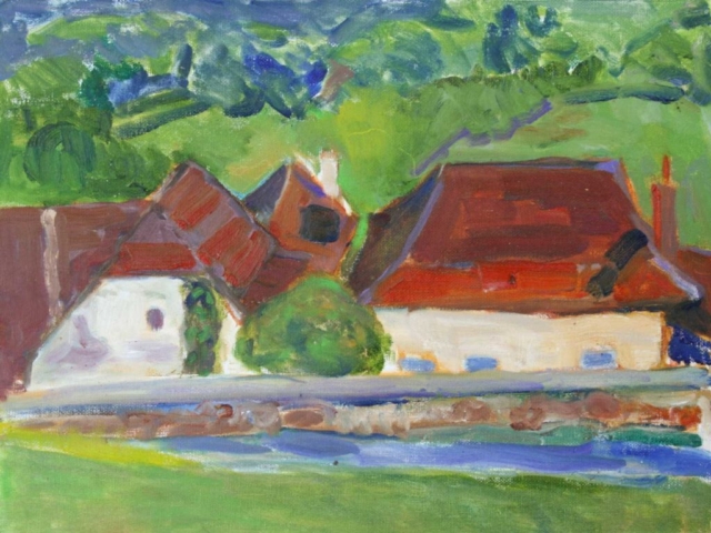 'Red Roof at Beduer' By Jan. Oil.