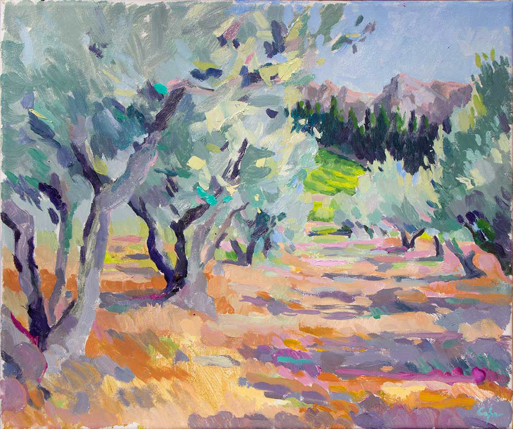 oil painting olive trees Alpilles provence france