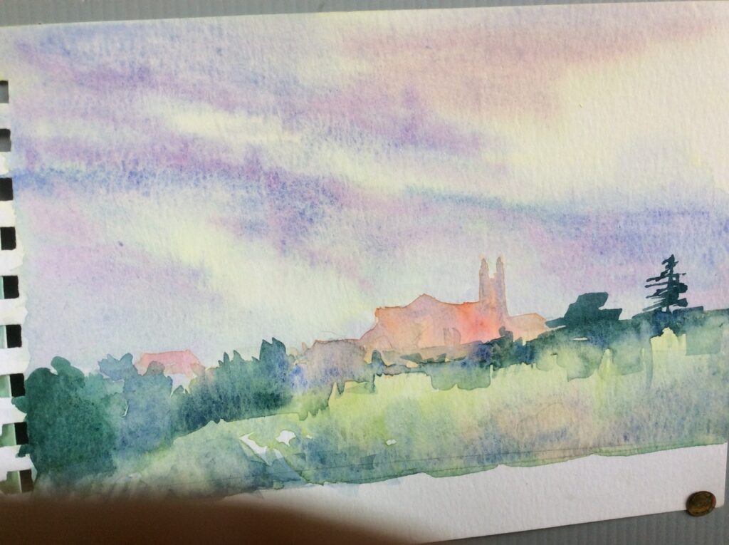 watercolour,dawn,wet in wet