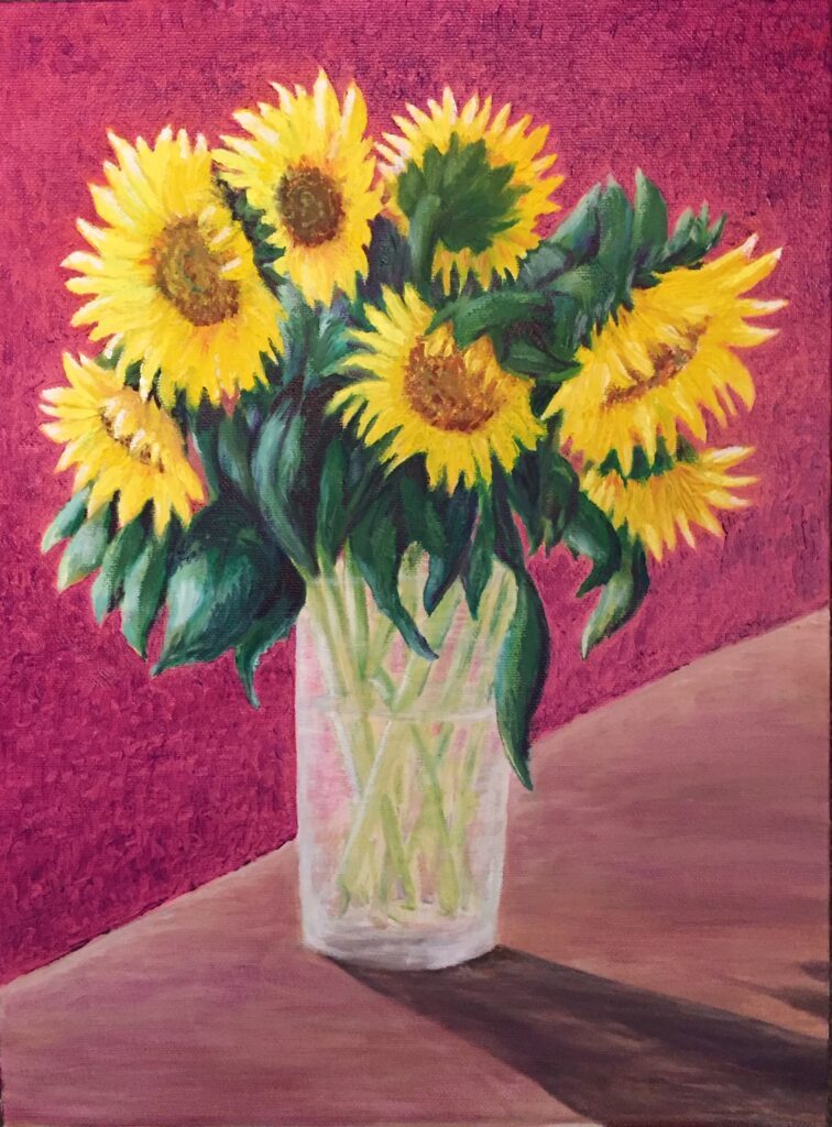 sunflowers,oil painting, vase
