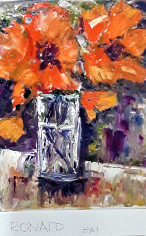 flowers,palette knife,oil painting,student exercise,learn painting