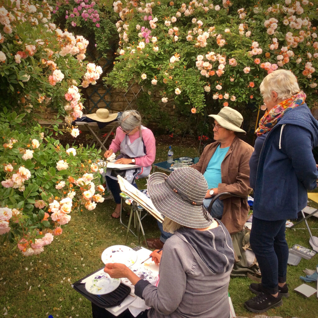 painting roses garde, plein-air, painting course,dordogne