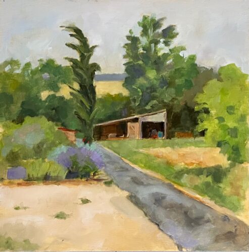 tableau, huile, artist,ferme lavende