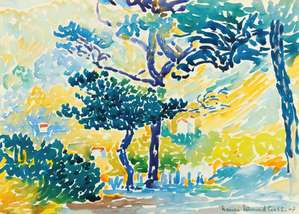 fauve watercolour painted in intense colours in brights yellow sunlight