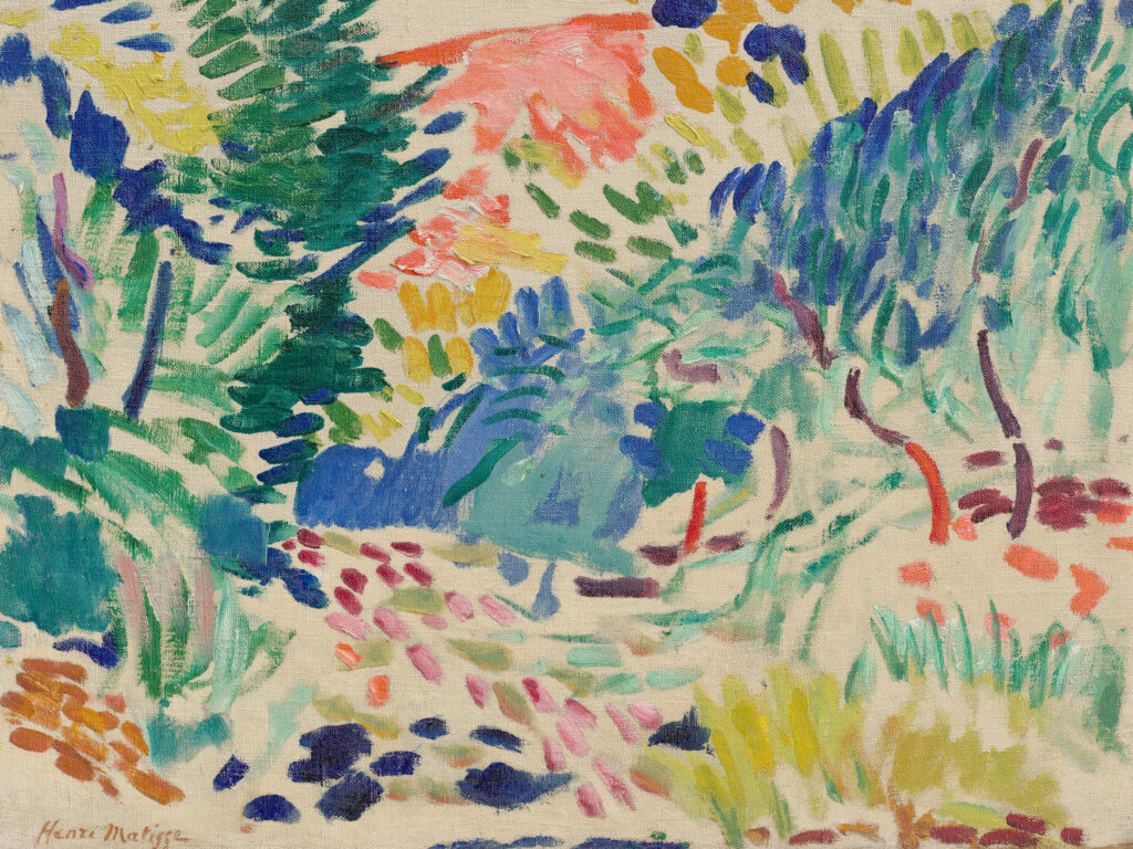 fauve colorist painting by Matisse of woods &amp; hills in intense colours
