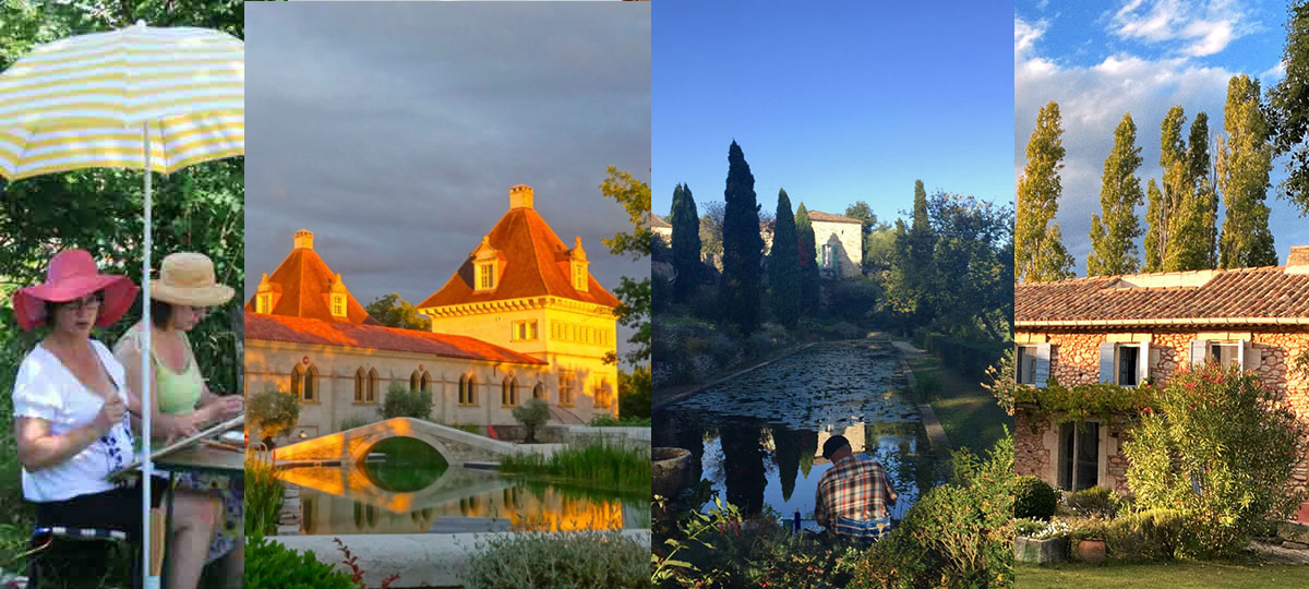 painters in landscape,plein-air,france,holidays ,mosaic,France, painters,holiday,,dordogne,provence,plein-painting