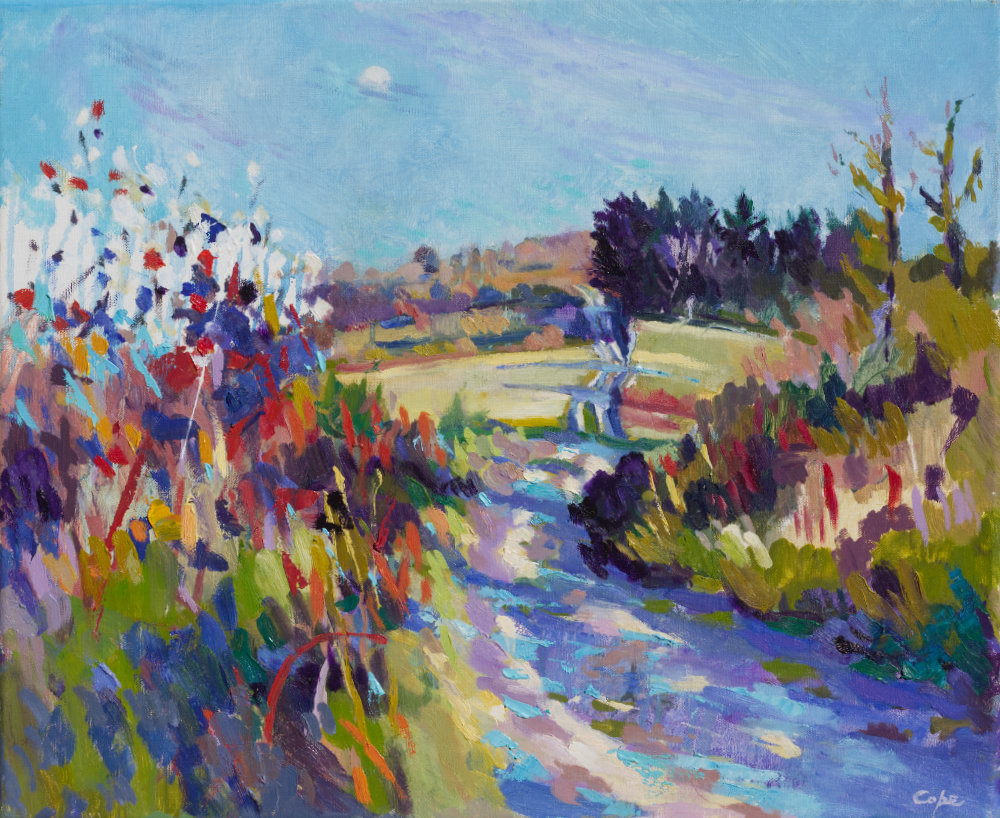 peinture huile, tabelau, plein-air, art, lot,montcuq, camino st jacques